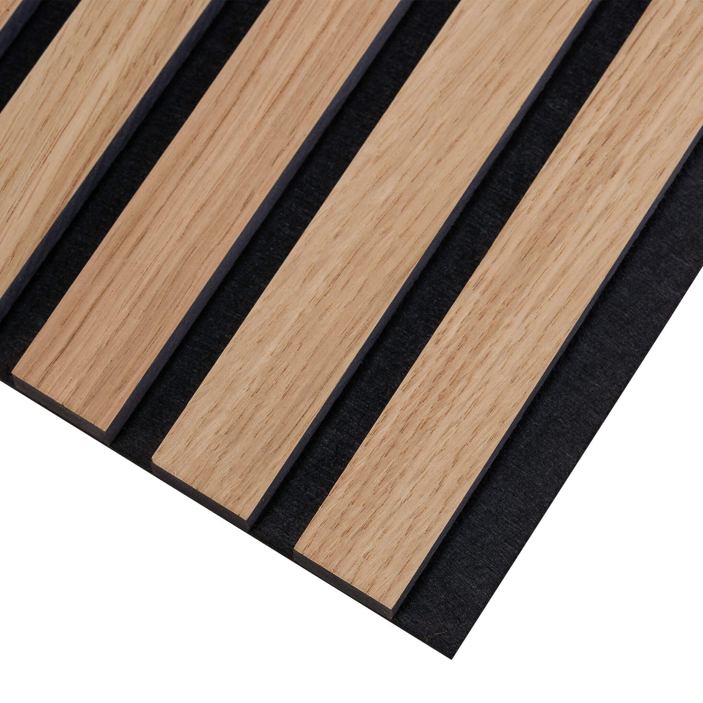 Painel Acústico Walleu 260 x 60cm | Carvalho Natural - Núcleo Preto - Feltro Preto