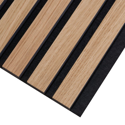 Painel Acústico Walleu 260 x 60cm | Carvalho Natural - Núcleo Preto - Feltro Preto