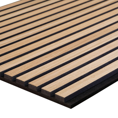 Painel Acústico Walleu 260 x 60cm | Carvalho Natural - Núcleo Preto - Feltro Preto