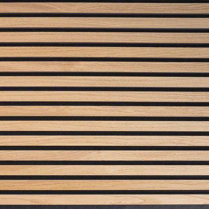 Painel Acústico Walleu 260 x 60cm | Carvalho Natural - Núcleo Preto - Feltro Preto